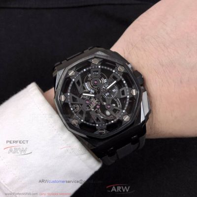 Perfect Replica Audemars Piguet Royal Oak Offshore Black Hollow Dial 45mm Watch